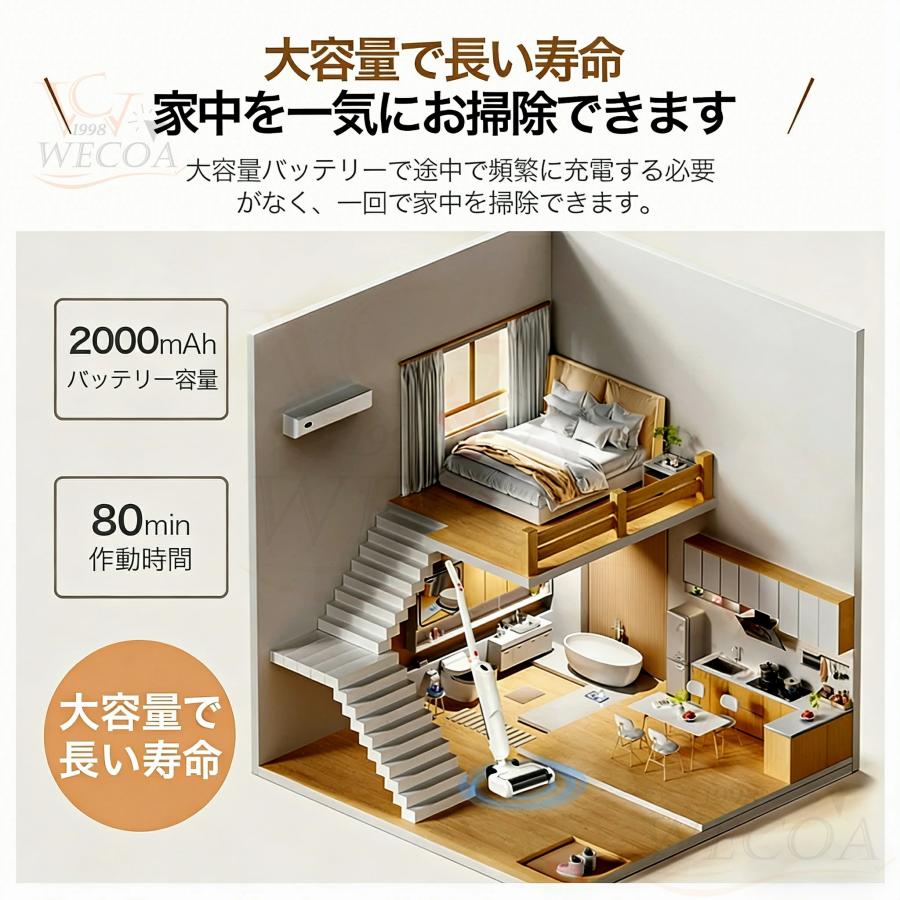 掃除機 コードレス 充電式 自立式 50000pa 強力吸引力 ハンディー