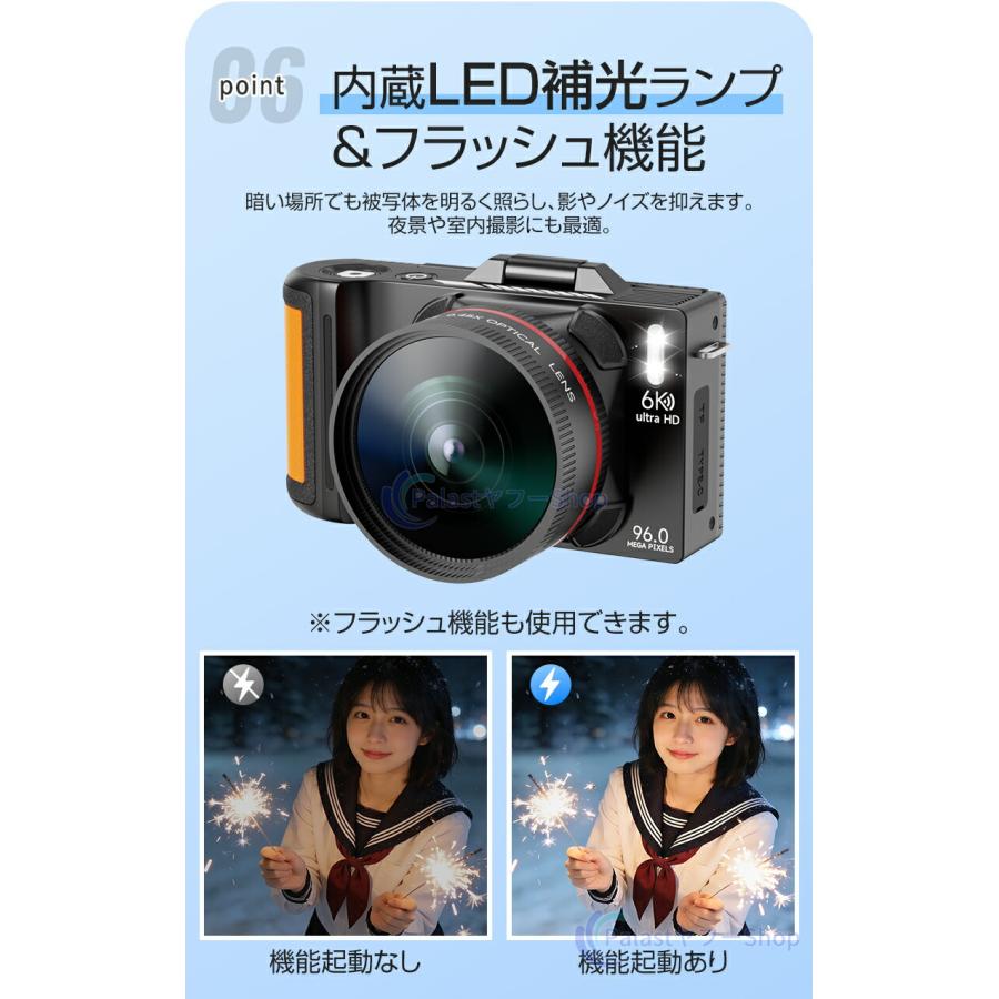 デジタルカメラ WIFI対応 180度回転 6K 9600万画素 コンデジ 日本製