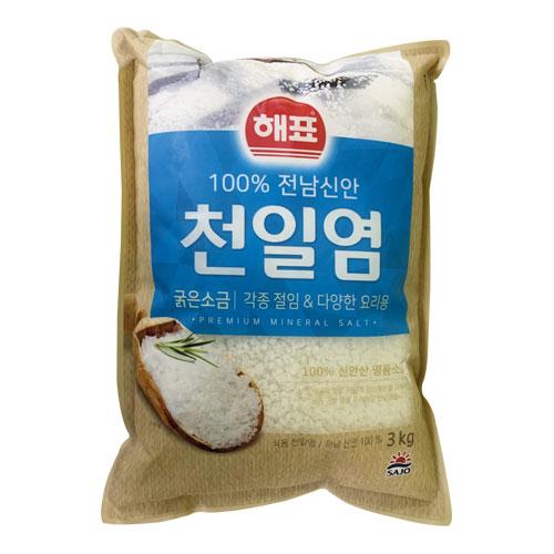 センピョ 天日塩(3kg) 食塩 sempio しお 自然塩 あら塩 西海岸塩 韓国