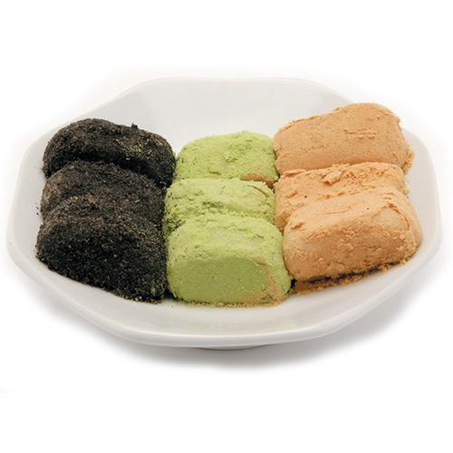 冷蔵 韓国お餅 3色インゾルミ 約300〜330g □きな粉・緑豆粉・黒ゴマ粉