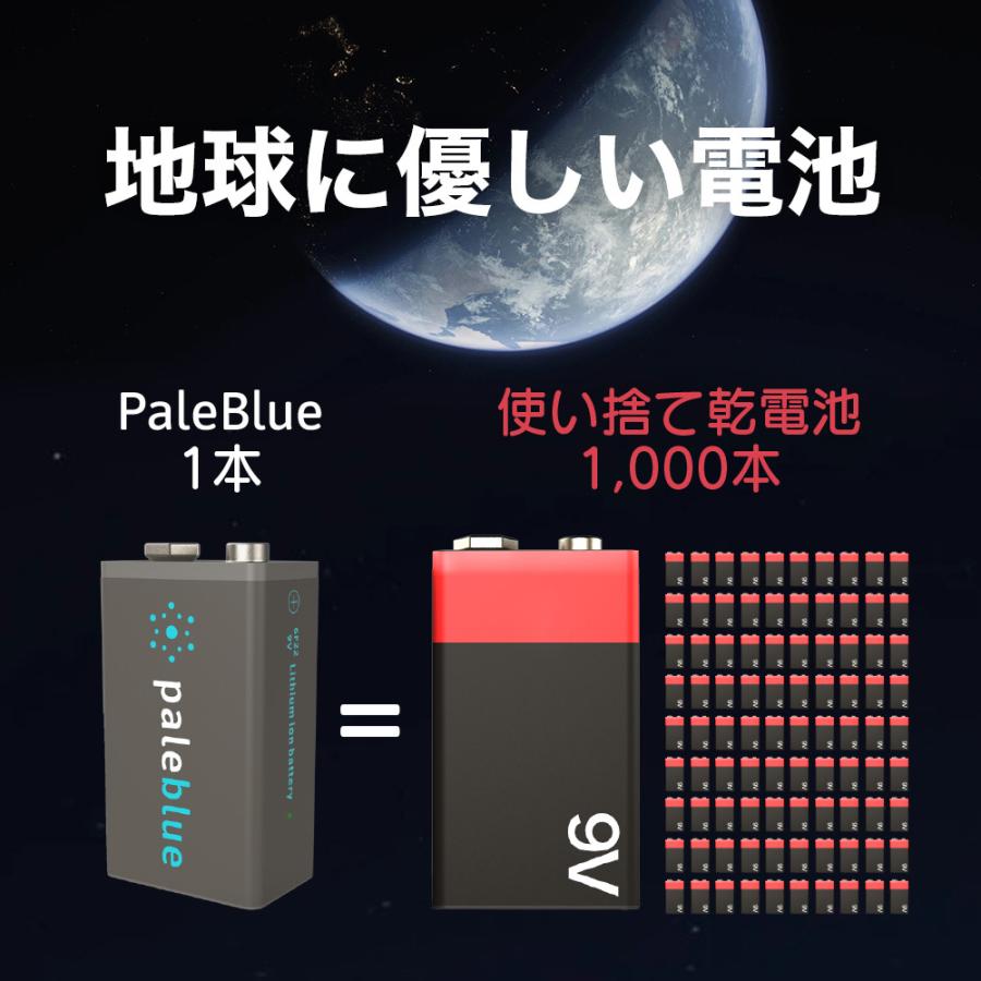 Pale Blue 公式 充電池 9V形 ペールブルー公式 USBスマート充電池 リチウム充電池 USB充電 1000回繰り返し 500mAh PaleBlue 2本セット｜paleblue｜07
