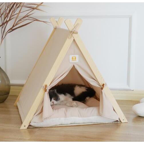 ペットテント レースペットベッド ティピーテント 犬猫小屋 L