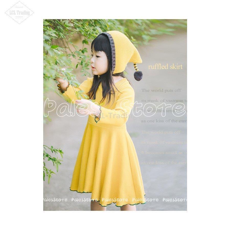 訳あり 子供服 長袖ワンピース 韓国子供服 ワンピースドレス 発表会 演奏会 入園式 卒園式 入学式 パーティ 韓国子供服 こどもドレス 80cm 90cm 女の子ワンピース ワンピース チュニック カラー イエロー Www We Job Com