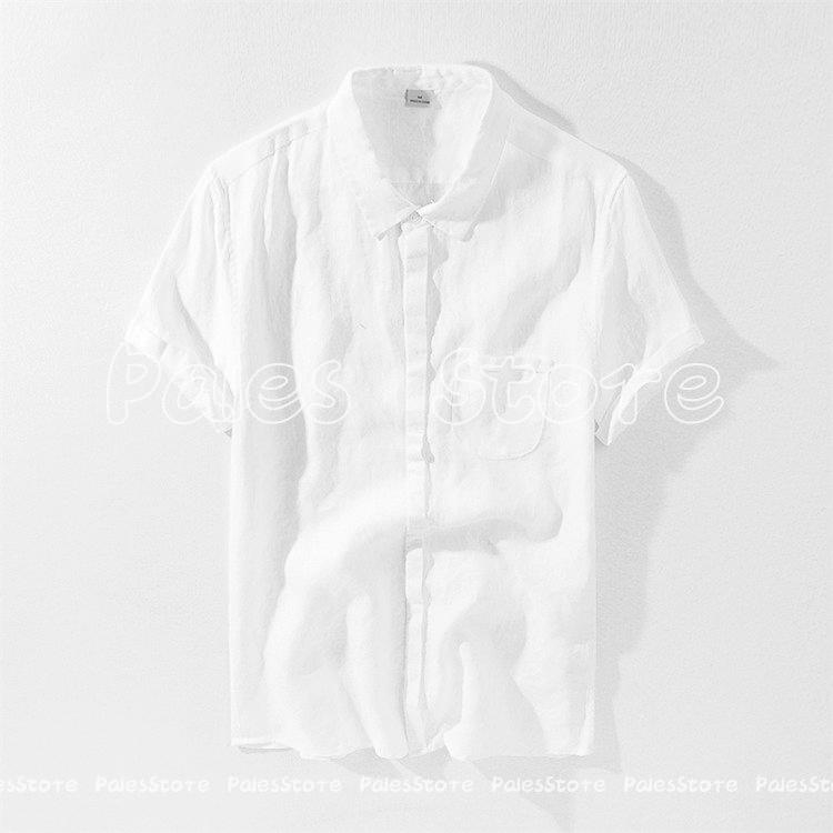 超激安 半袖 メンズ リネンシャツ 白シャツ 22 プレゼント 父の日 夏服 トップス リネン100 麻シャツ カジュアルシャツ 無地 半袖 サイズ 2xl 日本l相当 Www Digitalsignagerds Com
