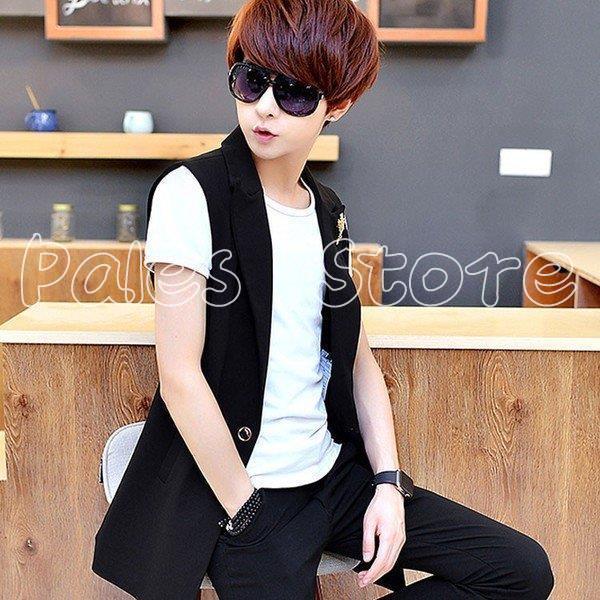 ジレベストロングベストロングチョッキスーツベスト襟付きベストベストコート無地メンズ細身スリム欧米風着痩せ魅力溢れ 春夏新作