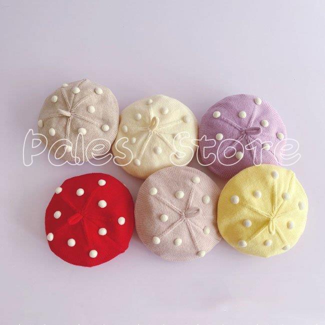 女の子 ベレー帽 水玉柄 子供 ニット帽 男の子 ニットベレー帽 秋 冬 帽子 ニット キッズ ニットキャップ ドット柄 女児 幼稚園児 愛用