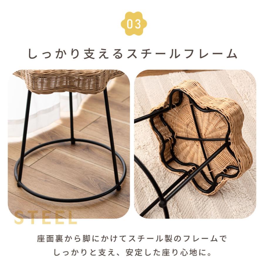 スツール ラタン 籐 サイドテーブル 高さ調整可 ベッド横 ナイトテーブル リゾート 南国 アジアン ナチュラル 和モダン チェア 高さ調整可 ディスプレイ_6