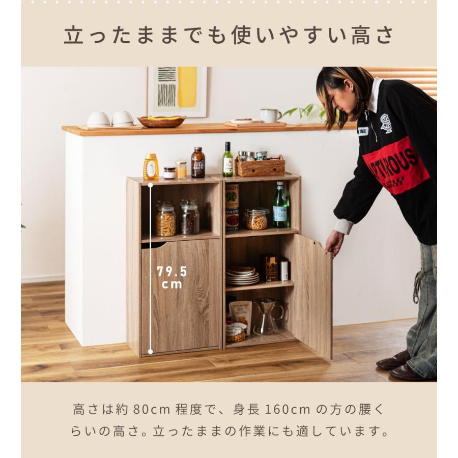 東谷 キャビネット カウンター下 高さ80 扉付き 2個セット 魅せる収納