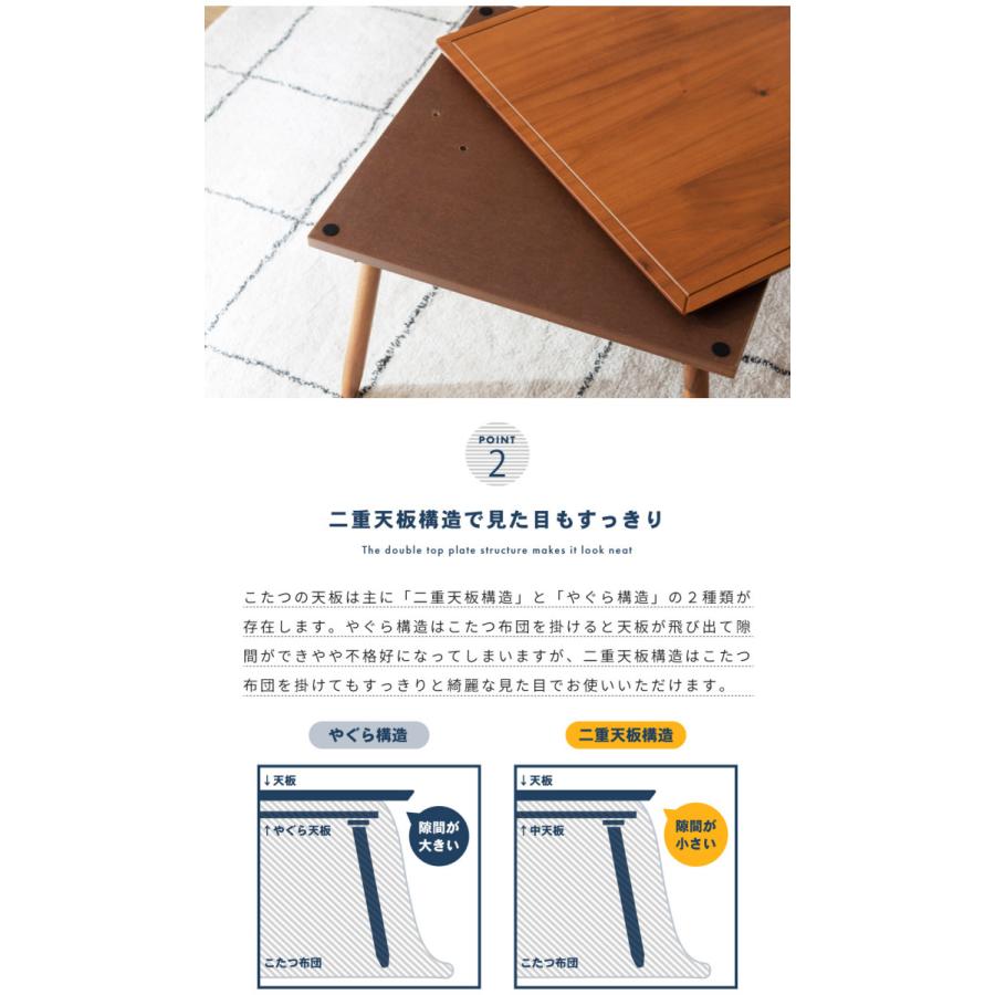 東谷 こたつテーブル 正方形 60 木製 石英管 天然木 一人用こたつ