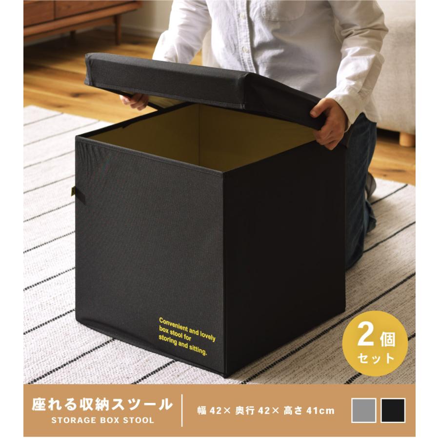 東谷 収納スツール ボックス 2個セット フタ付き 布 椅子 座れる収納