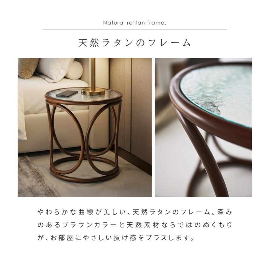 東谷 サイドーテーブル 幅45 ガラス天板 軽量 完成品 ローテーブル