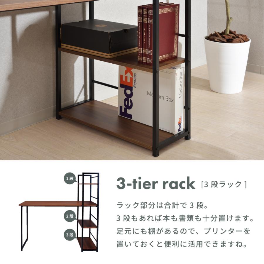 パソコンデスク 机 テーブル ゲーミングラック 幅120cm スチール 棚