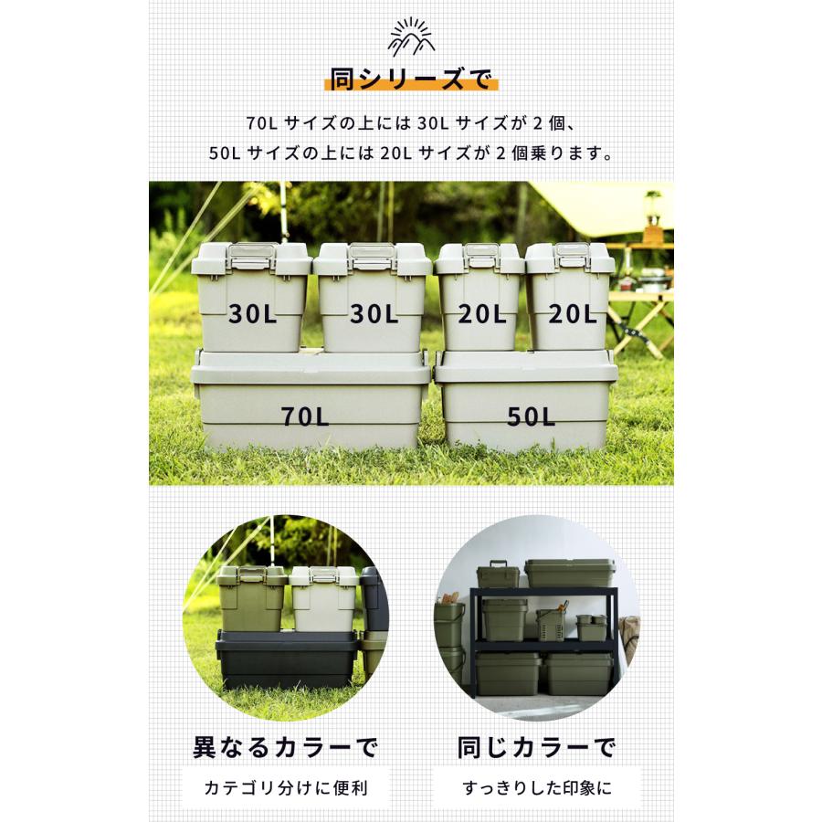 コンテナボックス 2個セット 収納 キャンプ スタッキング トランクカーゴ 50l 座れる グリーン 収納ボックス 蓋付き おしゃれ 机 防災 プラスチック コンパクト