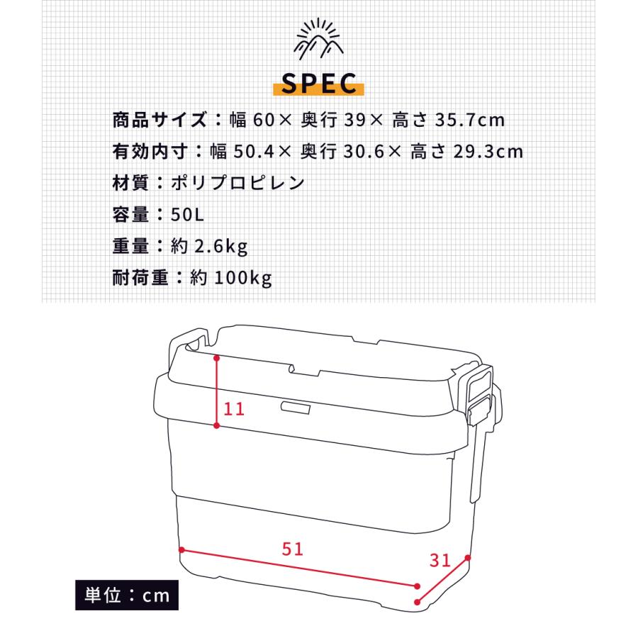 コンテナボックス 2個セット 収納 キャンプ スタッキング トランクカーゴ 50l 座れる グリーン 収納ボックス 蓋付き おしゃれ 机 防災 プラスチック コンパクト