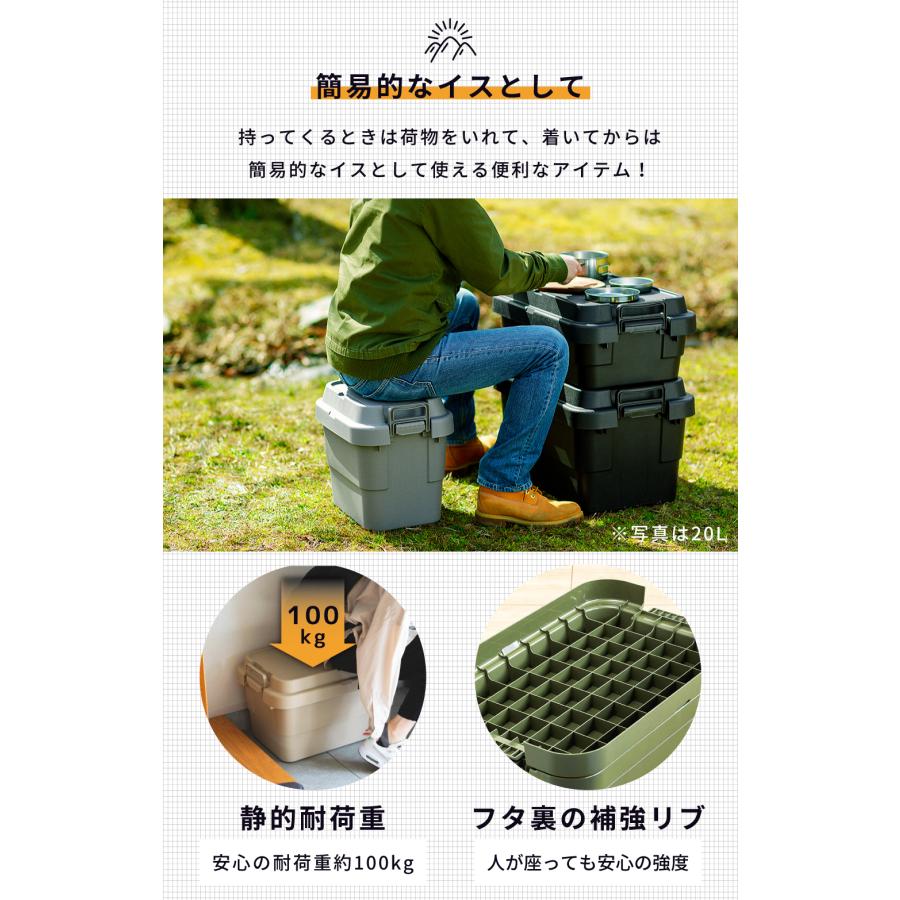 コンテナボックス 2個セット 収納 キャンプ スタッキング トランクカーゴ 50l 座れる グリーン 収納ボックス 蓋付き おしゃれ 机 防災 プラスチック コンパクト