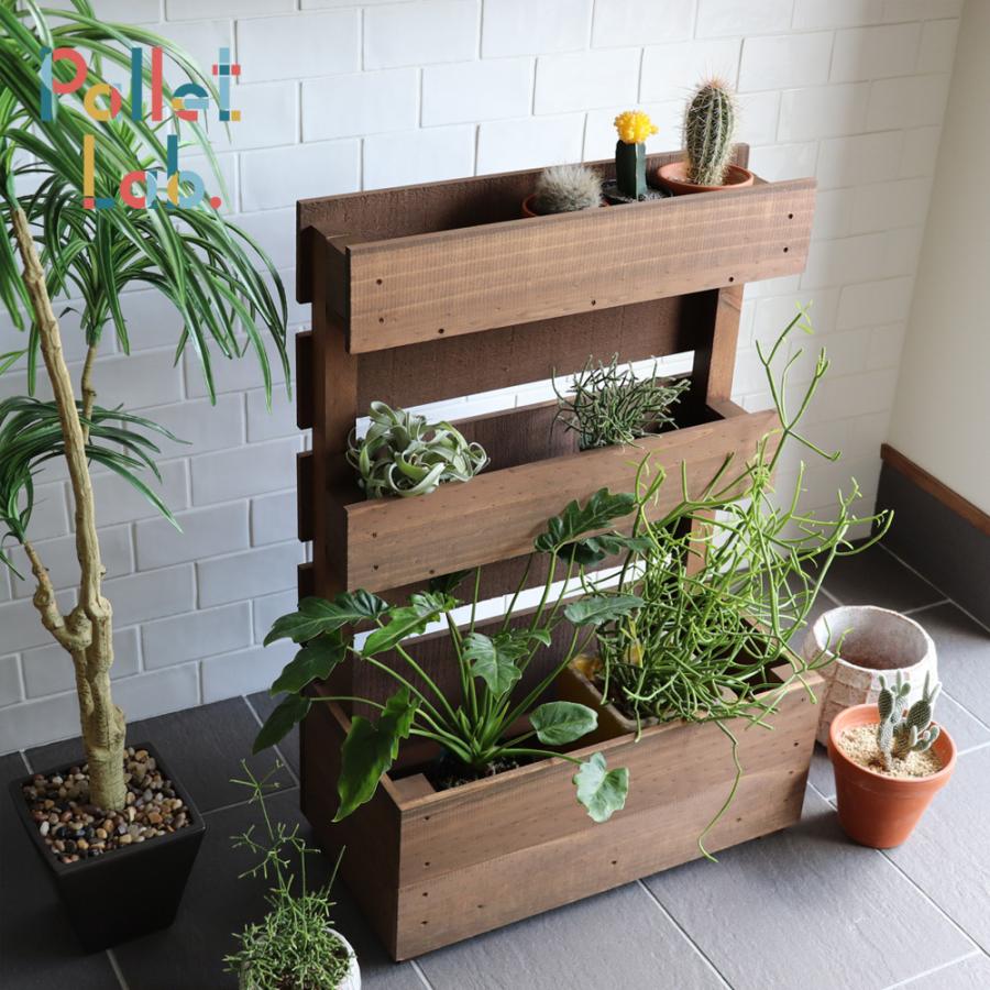 プランター 木製 鉢 植木鉢 天然木 フラワーラック ガーデンラック ディスプレイラック 塗装 ウォールナット色 アンティーク ヴィンテージ Fp 0002 Pallet Lab 通販 Yahoo ショッピング