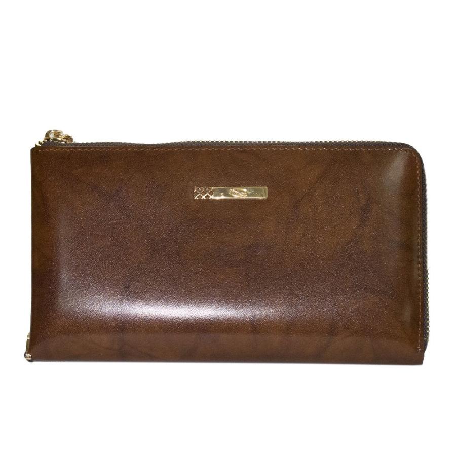 新品 最高峰皮革 L字ファスナーの本革　ラウンドファスナー　ブラウン ストラップ付 | 