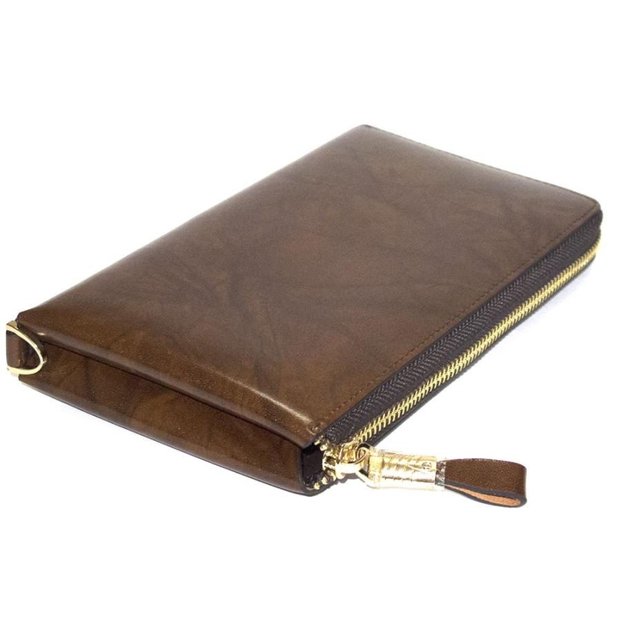 新品 最高峰皮革 L字ファスナーの本革　ラウンドファスナー　ブラウン ストラップ付 |  | 03