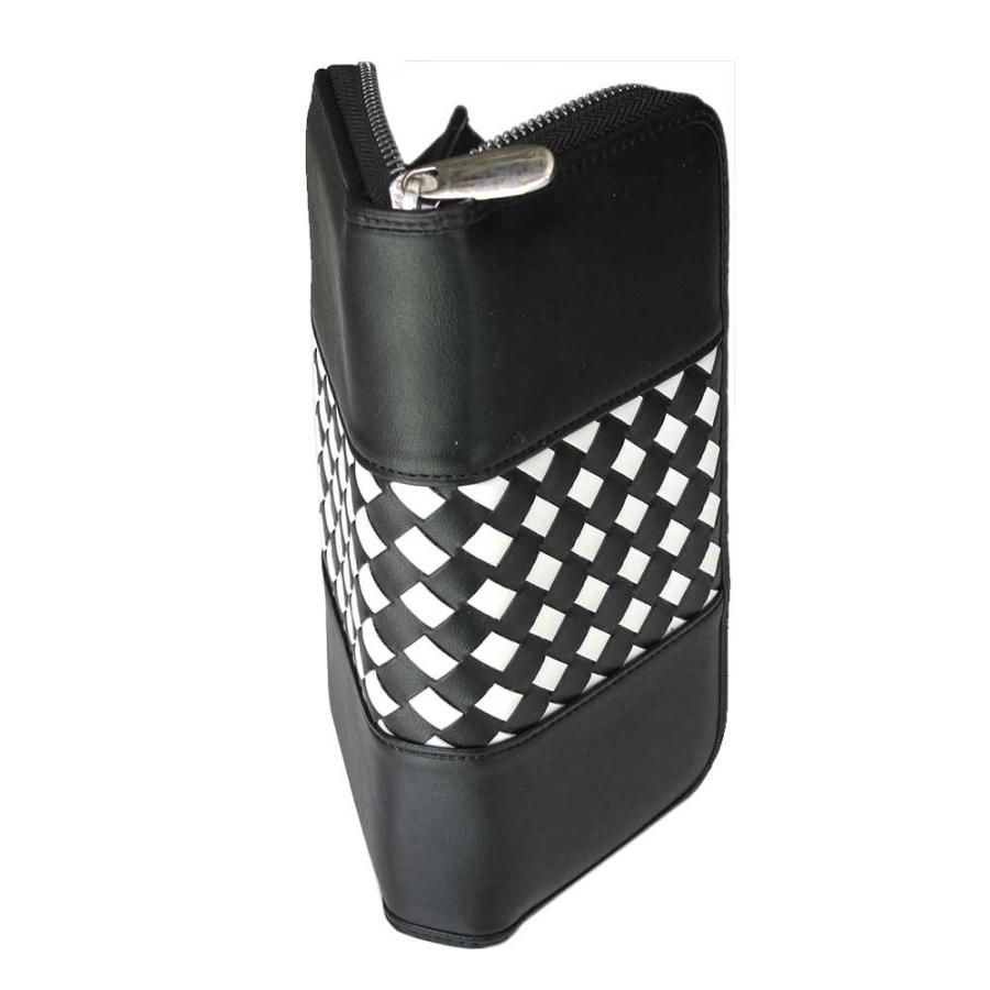 メンズ長財布 センターメッシュ ラウンドファスナ ーレザー 編み込み 小銭入れ 札入れ ツートン |  | 04