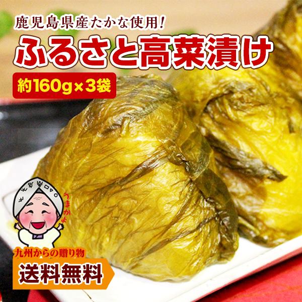 漬物 鹿児島県産 高菜 たかな漬 高菜(160g)X3袋 高菜巻きおにぎ りに お取り寄せ 1000円 お試し 高菜漬 ご飯のお供 つけもの ポイント利用 爆買 ポイント消化（Yahoo!・九州からの贈り物 ヤフー店）