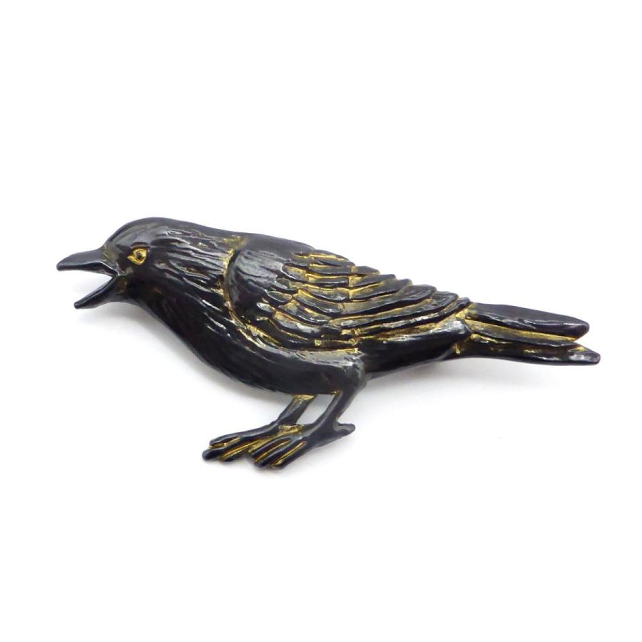 アクセサリー ピンブローチ ブローチピン レディース PalnartPoc　ブランド　パルナートポック直営　ギフト　鳥　カラス　ハシボソさんブローチピンブローチ | 