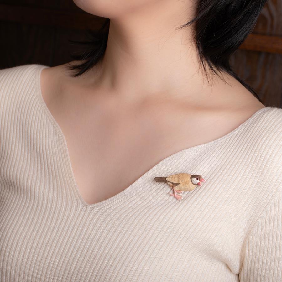 ブローチ　文鳥　シナモン　レディース　PalnartPoc　パルナートポック　公式　プレゼント　シナモン文鳥ブローチ |  | 04