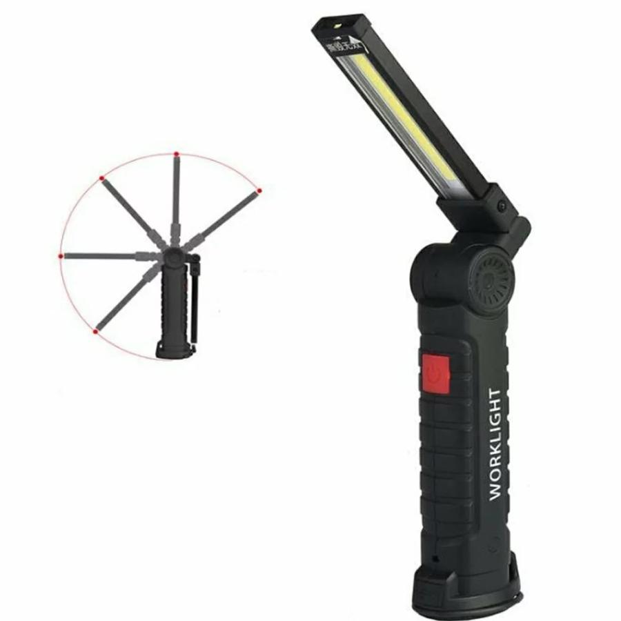 折り畳み LED ライト USB 充電 COB 360度 回転 防水 夜間 作業 懐中