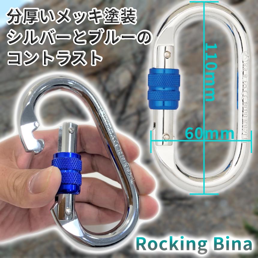 頑丈 登山 安全環 付き カラビナ 2個 25KN トップ ロープ 対応