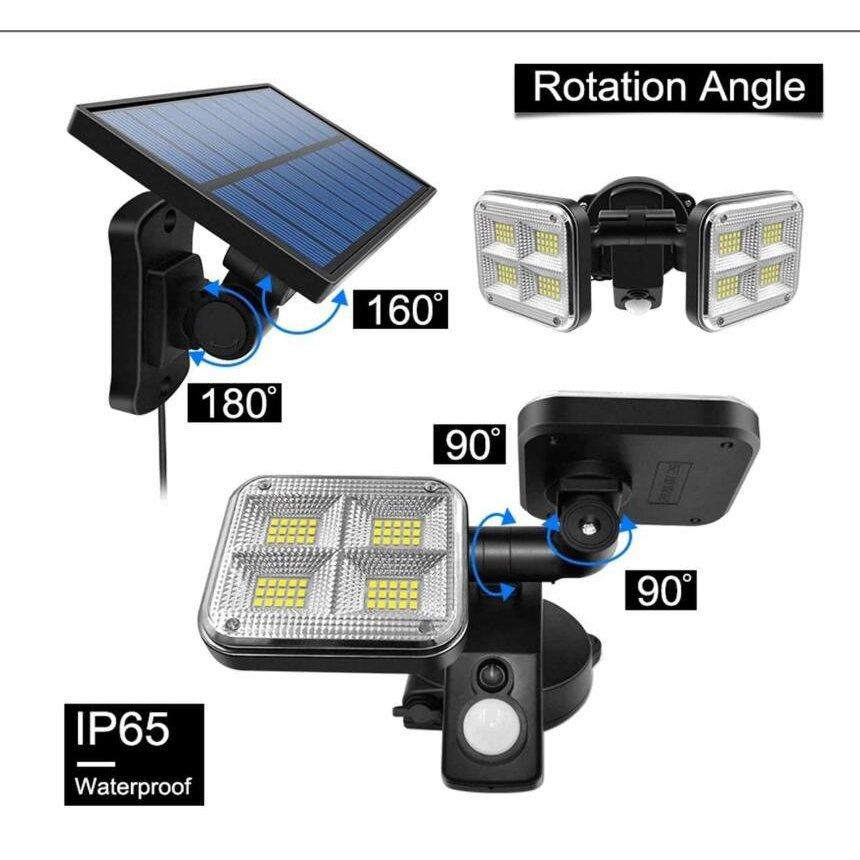 センサーライト LED 2面 120灯 屋外 屋内 ソーラー パネル 分離型 人感