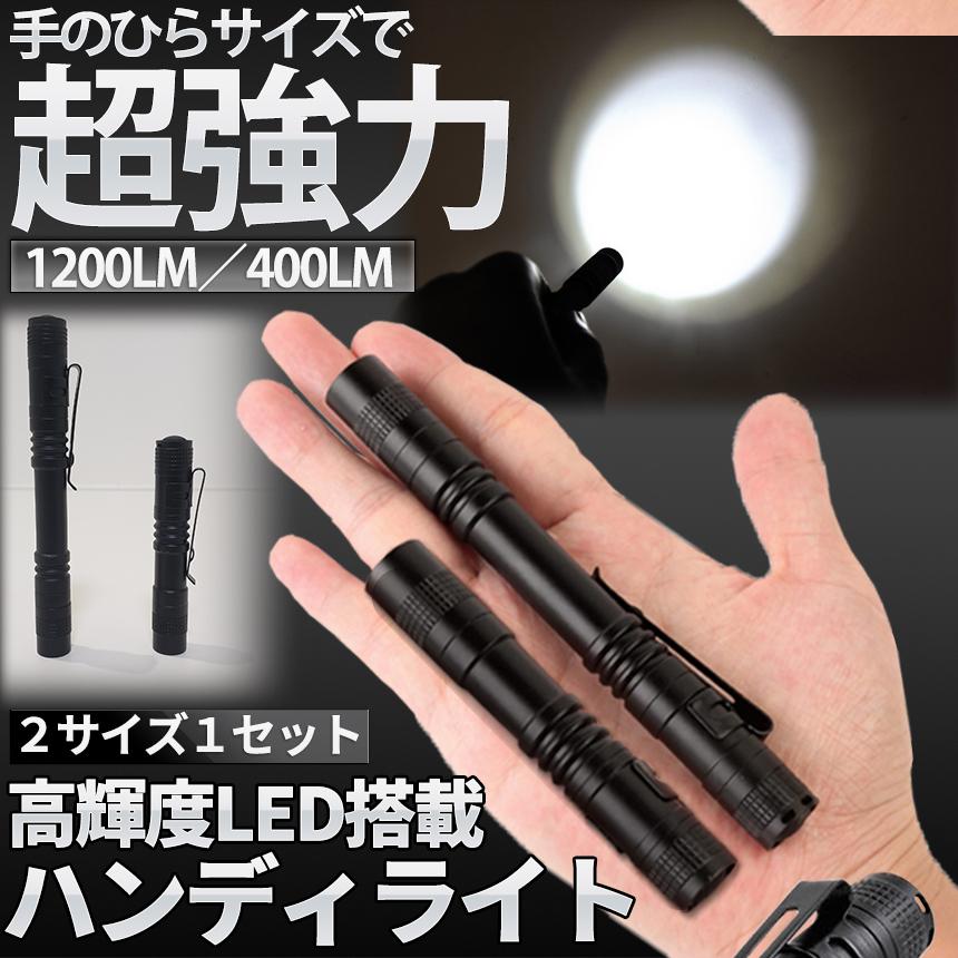 ペン型 LED ライト 大小 2本 セット 小型 ミニ 懐中電灯 電池
