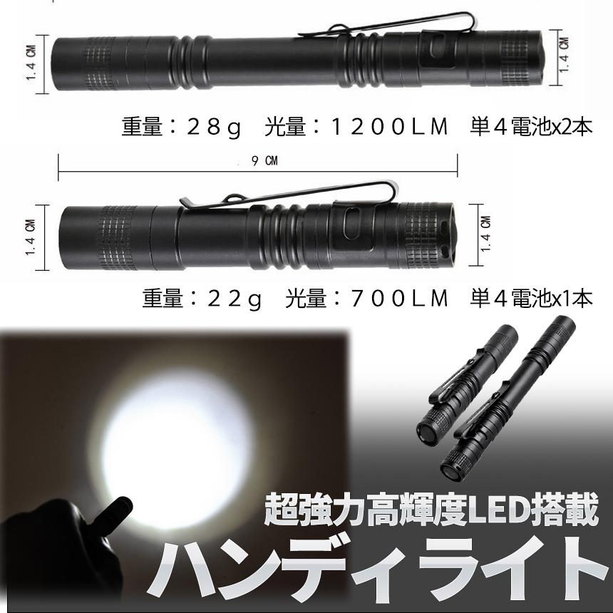 ペン型 LED ライト 大小 2本 セット 小型 ミニ 懐中電灯 電池