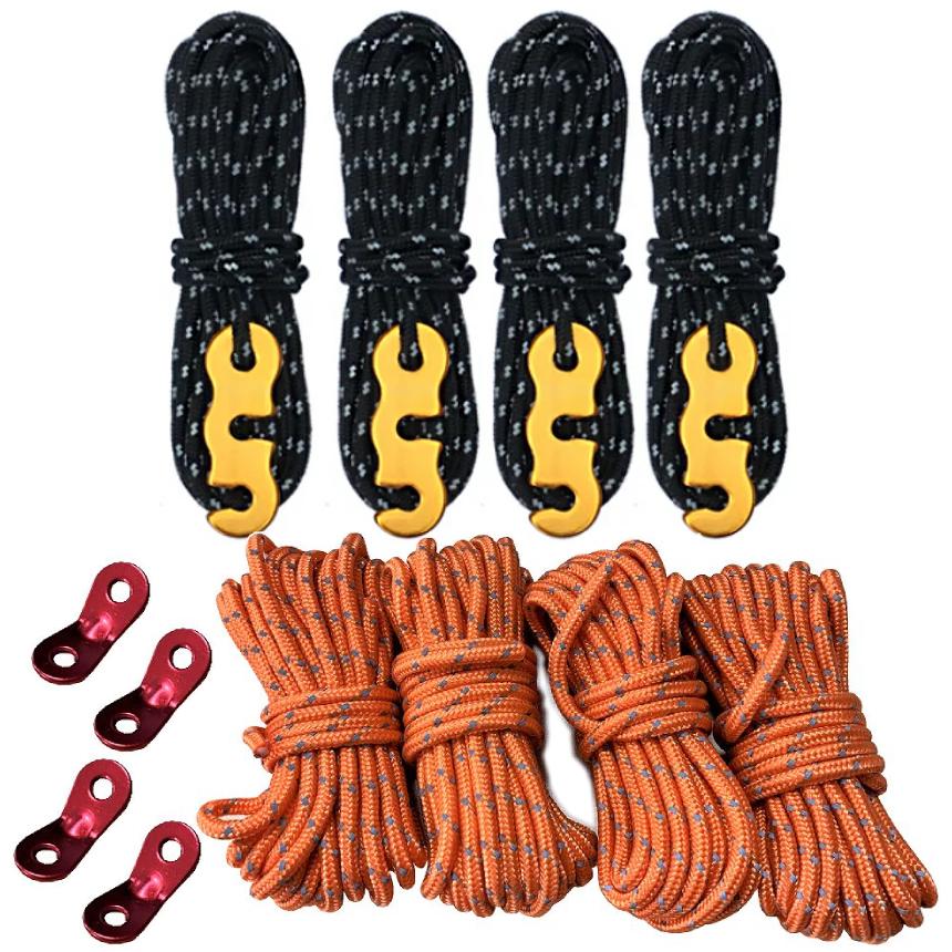 ガイド ロープ ブラック オレンジ 各4本 2セット 4mm 長さ 4m テント