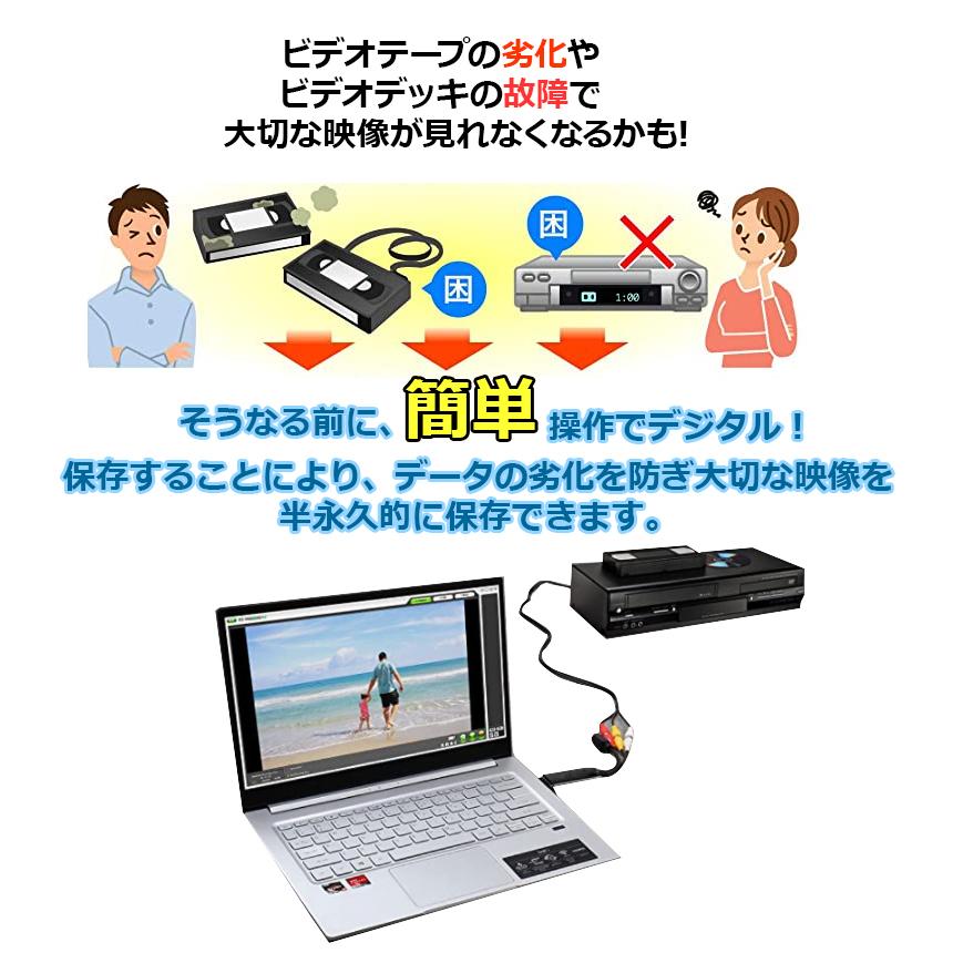 ビデオキャプチャー USB 接続 コンバーター ビデオキャプチャ VHS ビデオ テープ ダビング S端子 デジタル 変換 転送 オーディオ キャプチャカード VDCAPCON｜palone｜03