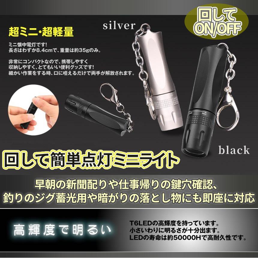 LED ミニ ライト 懐中電灯 ハンディ T6 小型 ブラック シルバー ペン型
