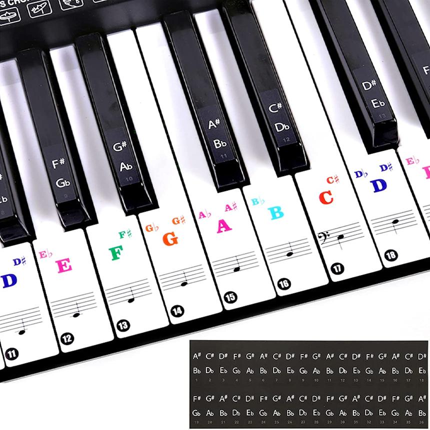鍵盤楽器 透明音階シールセット ピアノ キーボード 鍵盤