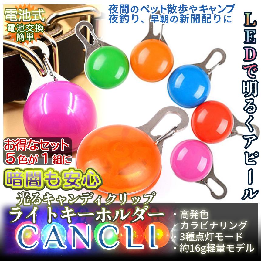 キーホルダー LED ライト 光る 5色セット キャンディライト 電池式