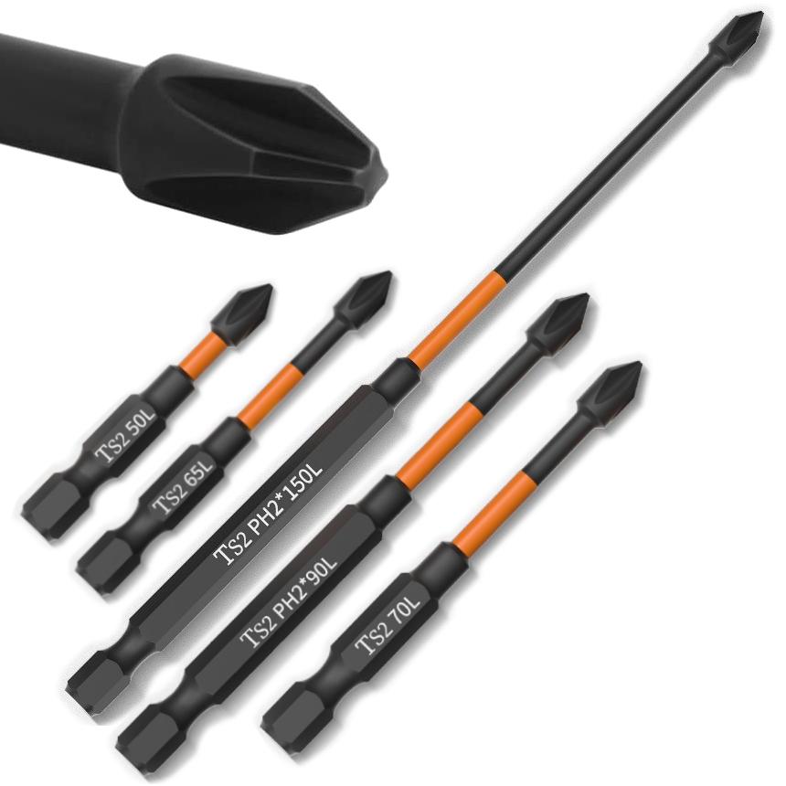 ドライバー ビット セット 5サイズ 50mm 65mm 70mm 90mm 150mm 磁気