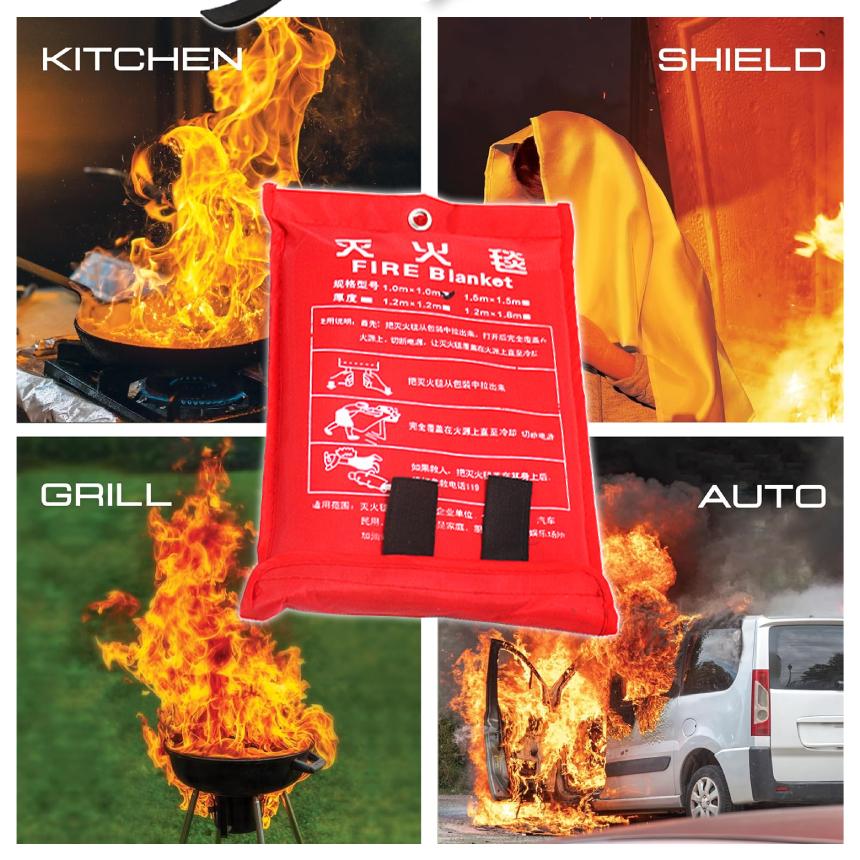 初期消火に 耐火 ファイヤークロス グラスファイバー 1m×1m 防火 火事