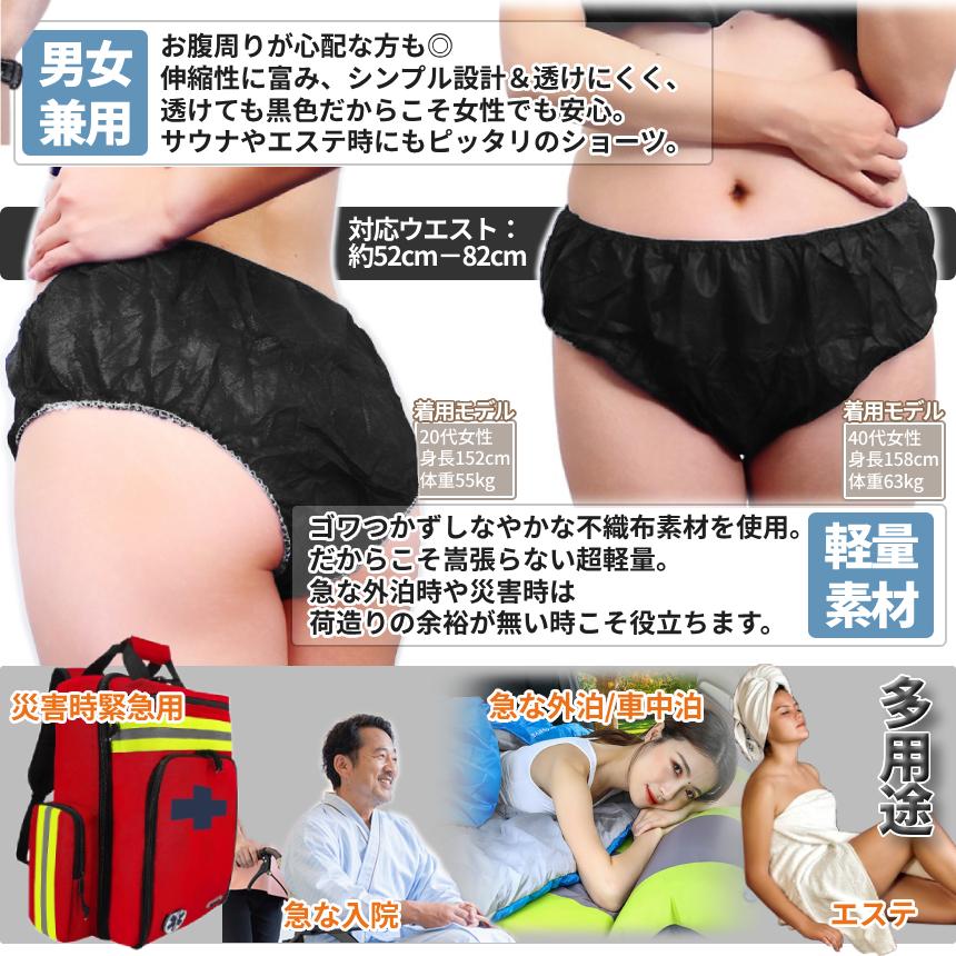 使い捨て パンツ ブラック 大容量 50枚 耐水 不織布 コンパクト 捨て