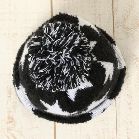 SALE キッズ 星柄 ブークレーニット帽子 ニットキャップ 男の子 女の子