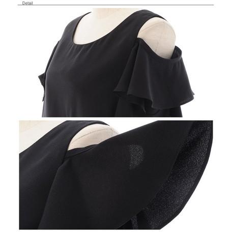 SALE セール　ジョーゼット素材  肩見せラッフルスリーブブラウス/トップス |  | 05