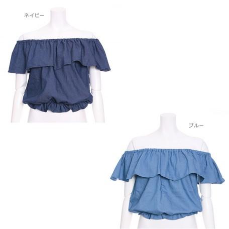 SALE セール ダンガリーオフショルトップス /デニム地/オフショルダー |  | 01