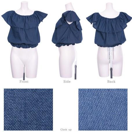 SALE セール ダンガリーオフショルトップス /デニム地/オフショルダー |  | 02