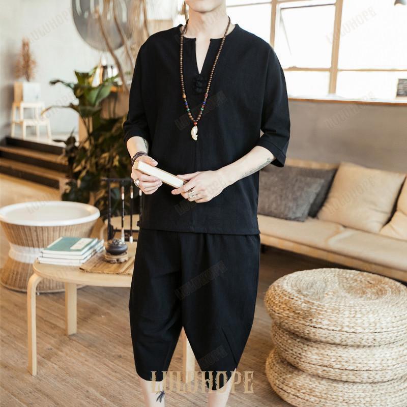 綿麻 上下セット サルエルパンツ メンズ セットアップ 半袖 綿麻 上下セット サルエルパンツ メンズ セットアップ 半袖