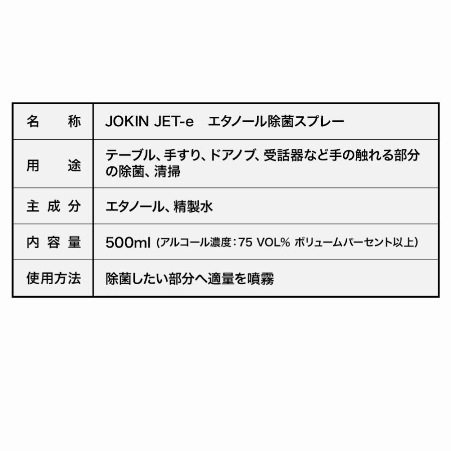 即納　除菌スプレー　エタノール　日本製　70%以上（高濃度 75vol%〜）　500ml　JOKIN JET-e｜panacea-supply｜07