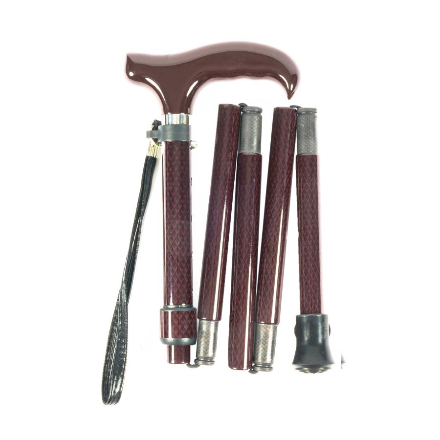 折りたたみ杖 男性 女性用  超軽量200g  コンパクト22cmオールカーボン折りたたみ伸縮杖/カーボン柄 ダークワイン PC06 ＜当店オリジナル商品＞ | 