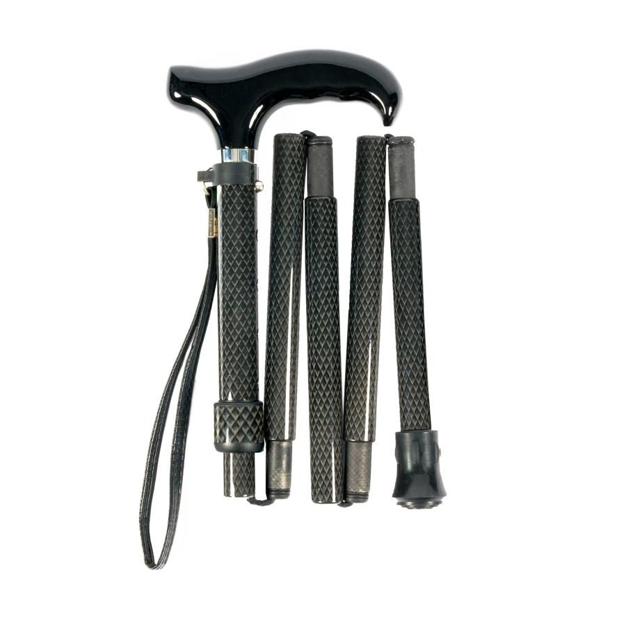 折りたたみ杖 男性 女性用 超軽量 210gコンパクト23cm オールカーボン折りたたみ伸縮杖/ロング ブラック PC23＜当店オリジナル商品＞ | 