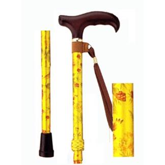 ささえ折りたたみ伸縮杖/花柄イエロー | 