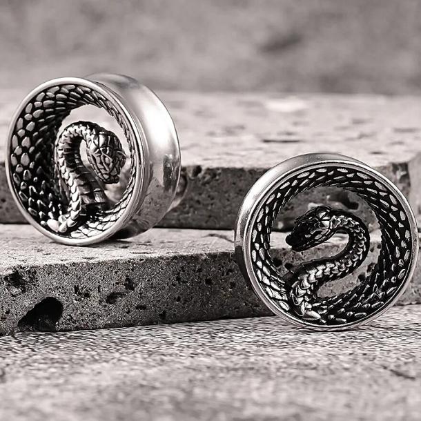 ステンレスピアス ふくろう オウルピアス（両耳用） 金属アレルギー 316L ピアス フクロウ ホワイトとブラウン 合成石 ダブルフレアプラグ ペア販売