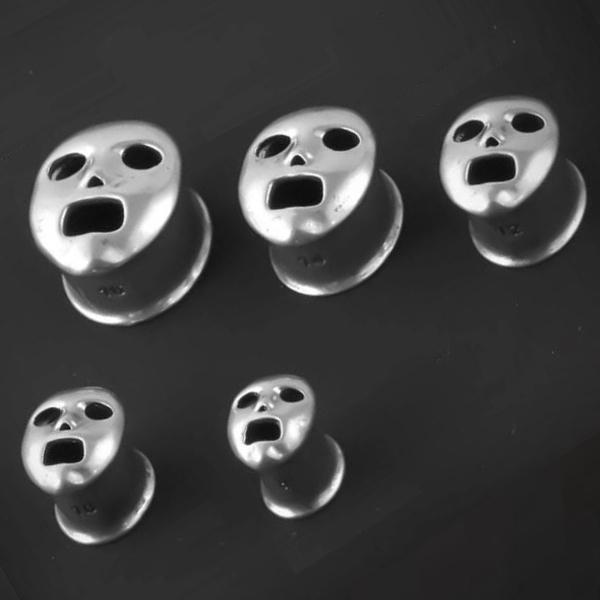 ダブルフレア プラグ 楕円 顔 フェイス 民族 仮面 銅 0G 00G 12mm 14mm